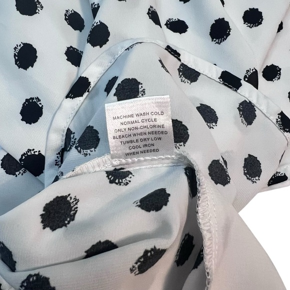 41 Hawthorn XXL Polka Dot Blouse White Black Short Sleeve Top Lined Front - Picture 7 of 10
